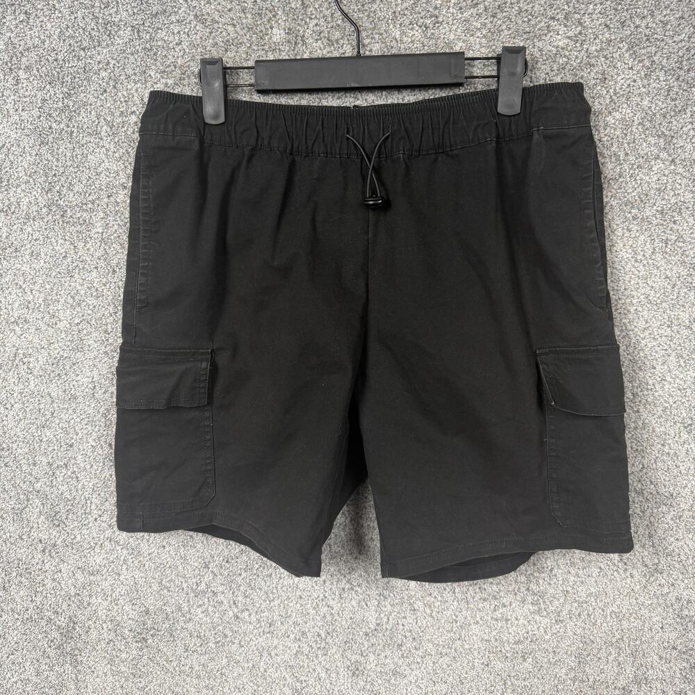 ASOS DESIGN Cargo Shorts Mens 32x7.5 Black Elastic Waist Stretch Utility
